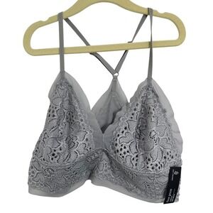 Free Press Gray‎ Lace Sport Bralette Lingerie Removable Pads Medium